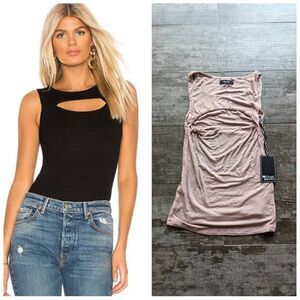 MICHAEL LAUREN Cutout Front Ribbed Lightweight Tank Top